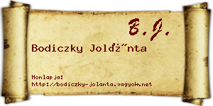 Bodiczky Jolánta névjegykártya